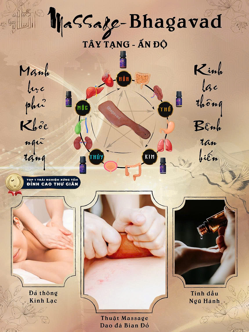 Liệu pháp bài độc lục phủ ngũ tạng bằng tinh dầu ngũ hành Bhagavad Tạng Ấn | VietBeauty Success Business